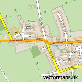 Street map sample of Stutton, Suffolk