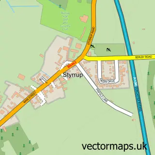 Street map sample of Styrrup, Nottinghamshire