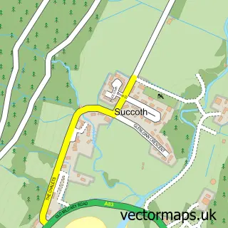 Street map sample of Succoth, Argyll and Bute