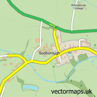 Street map sample of Sudborough, Northamptonshire