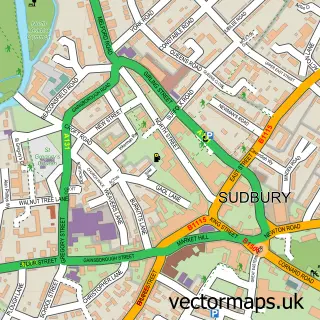 Street map sample of Sudbury, Suffolk