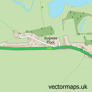 Street map sample of Sugwas Pool, Herefordshire