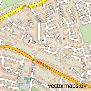 Street map sample of Sully, South Glamorgan