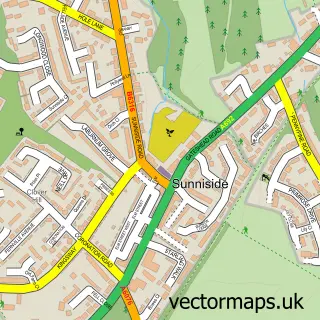 Street map sample of Sunniside, Tyne & Wear