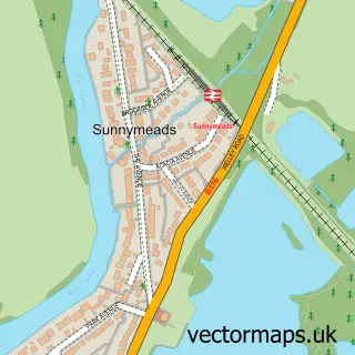 Street map sample of Sunnymeads, Berkshire