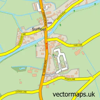 Street map sample of Surfleet, Lincolnshire