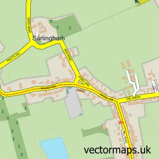 Street map sample of Surlingham, Norfolk
