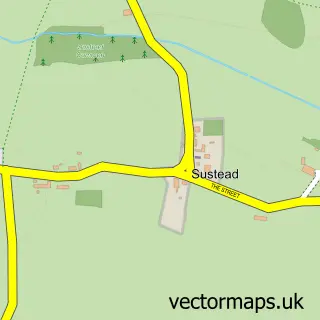Street map sample of Sustead, Norfolk