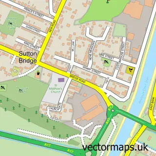 Street map sample of Sutton Bridge, Lincolnshire
