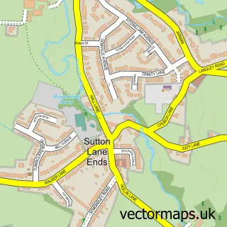 Street map sample of Sutton Lane Ends, Cheshire