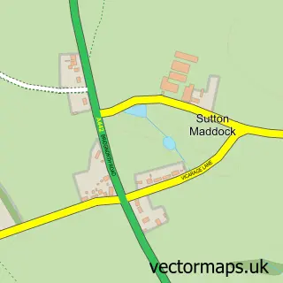 Street map sample of Sutton Maddock, Shropshire