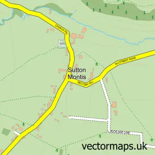 Street map sample of Sutton Montis, Somerset