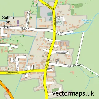 Street map sample of Sutton on Trent, Nottinghamshire