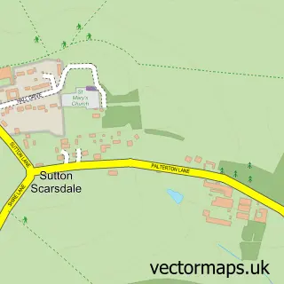 Street map sample of Sutton Scarsdale, Derbyshire