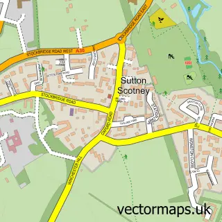 Street map sample of Sutton Scotney, Hampshire