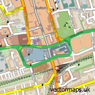 Street map sample of Sutton, Greater London