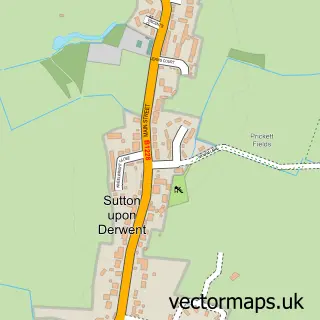 Street map sample of Sutton Upon Derwent, East Riding of Yorkshire