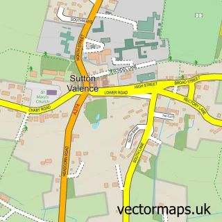 Street map sample of Sutton Valence, Kent