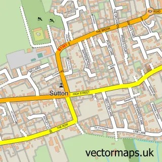 Street map sample of Sutton, Cambridgeshire