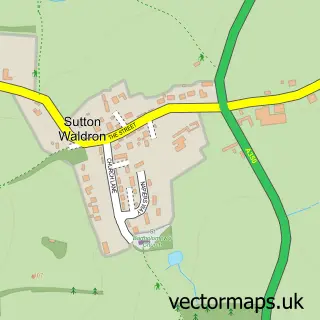 Street map sample of Sutton Waldron, Dorset