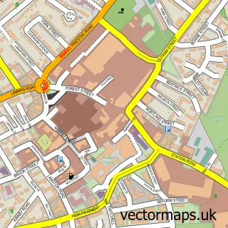 Street map sample of Sutton-in-Ashfield, Nottinghamshire