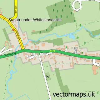 Street map sample of Sutton-under-Whitestonecliffe, North Yorkshire