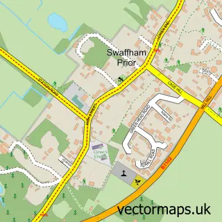 Street map sample of Swaffham Prior, Cambridgeshire