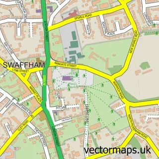 Street map sample of Swaffham, Norfolk