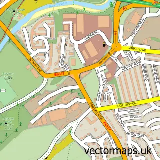Street map sample of Swalwell, Tyne & Wear