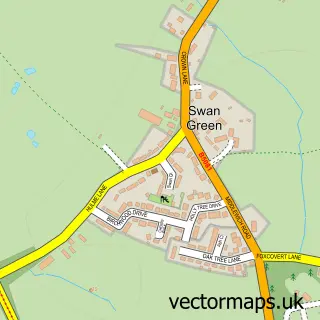 Street map sample of Swan Green, Cheshire