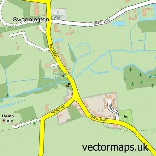 Street map sample of Swannington, Norfolk