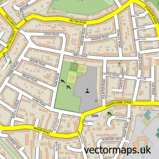 Street map sample of Swanscombe, Kent