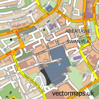 Street map sample of Swansea, West Glamorgan