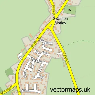 Street map sample of Swanton Morley, Norfolk