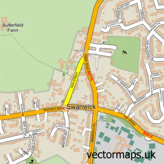 Street map sample of Swanwick, Derbyshire