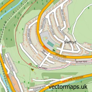 Street map sample of Swffryd, Gwent