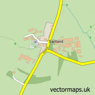 Street map sample of Swilland, Suffolk