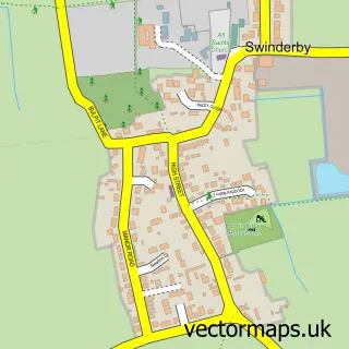 Street map sample of Swinderby, Lincolnshire