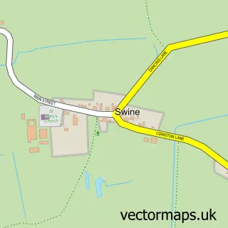 Street map sample of Swine, East Riding of Yorkshire