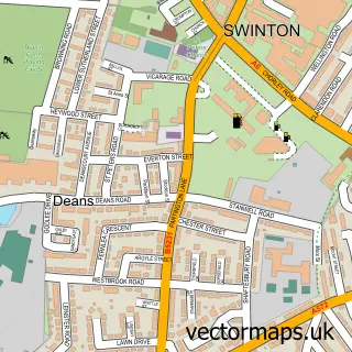 Street map sample of Swinton, Greater Manchester