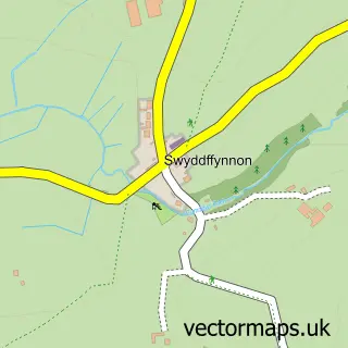 Street map sample of Swyddffynnon, Dyfed