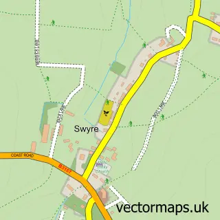 Street map sample of Swyre, Dorset