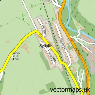 Street map sample of Sydallt, Clwyd