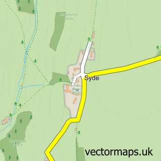 Street map sample of Syde, Gloucestershire