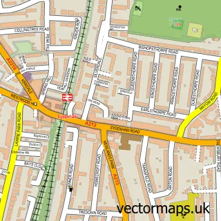 Street map sample of Sydenham, Greater London