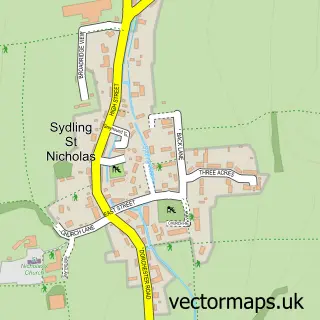 Street map sample of Sydling St Nicholas, Dorset