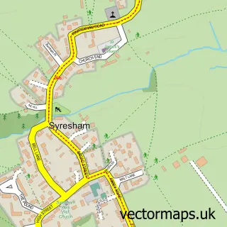 Street map sample of Syresham, Northamptonshire