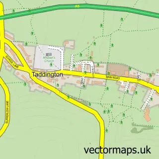 Street map sample of Taddington, Derbyshire