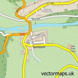 Street map sample of Taddiport, Devon