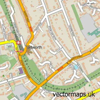 Street map sample of Tadworth, Surrey